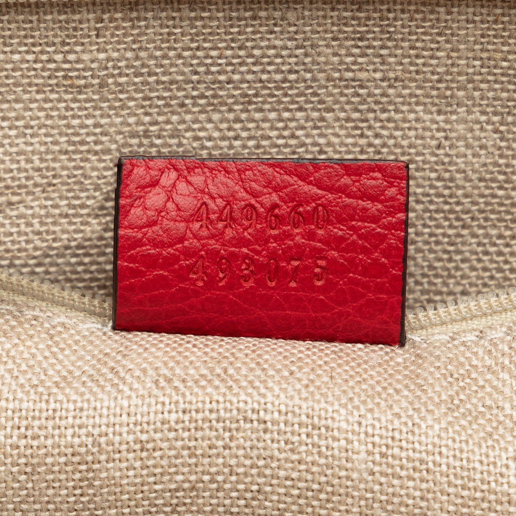 Unisex Satchel Calf Charm (Good) Red Leather GG Authenticated Convertible Dome Pre-Owned