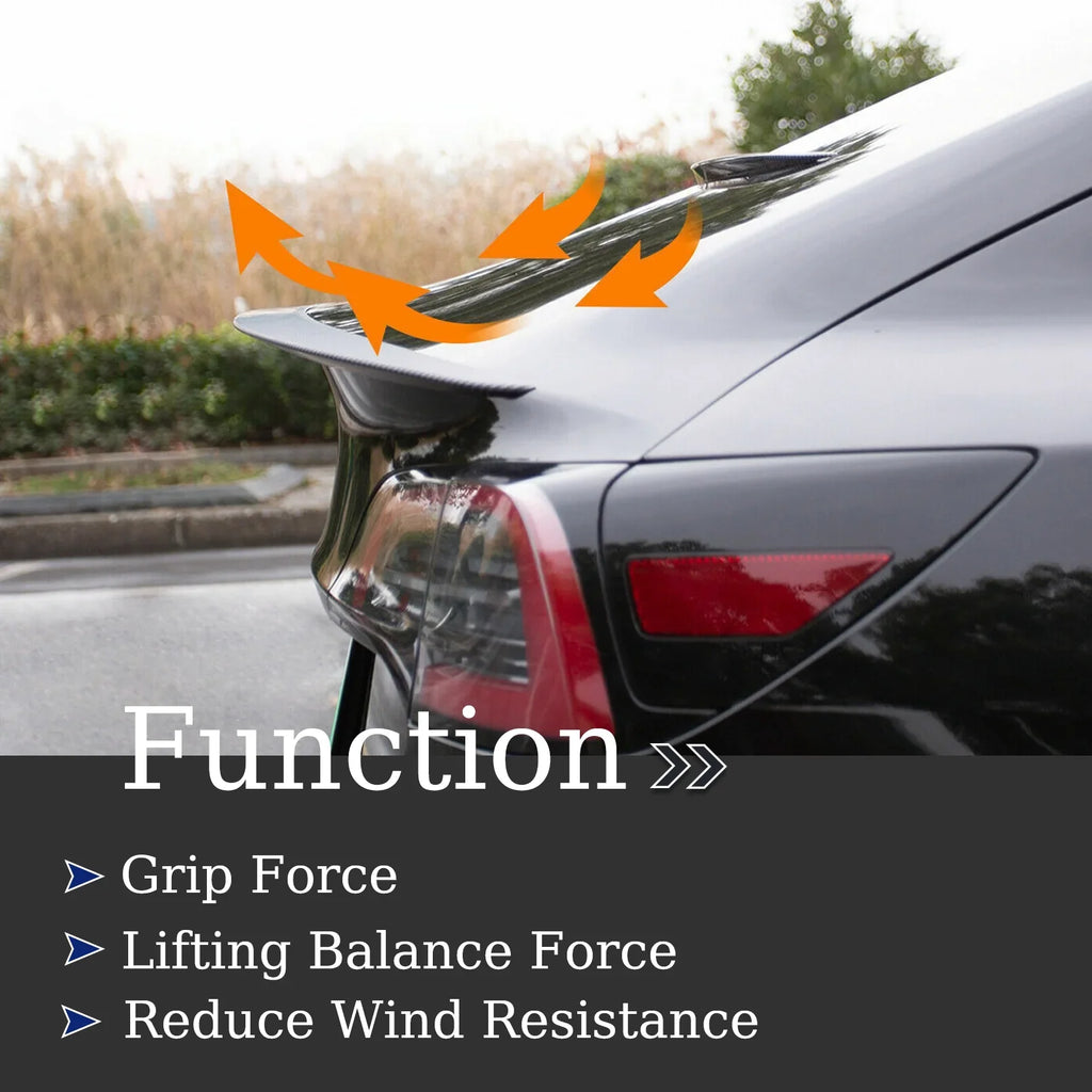 Spoiler Fiber) Wing Model 2023 2017 Carbon (Matte Trunk 3 Tesla Rear For Lip -