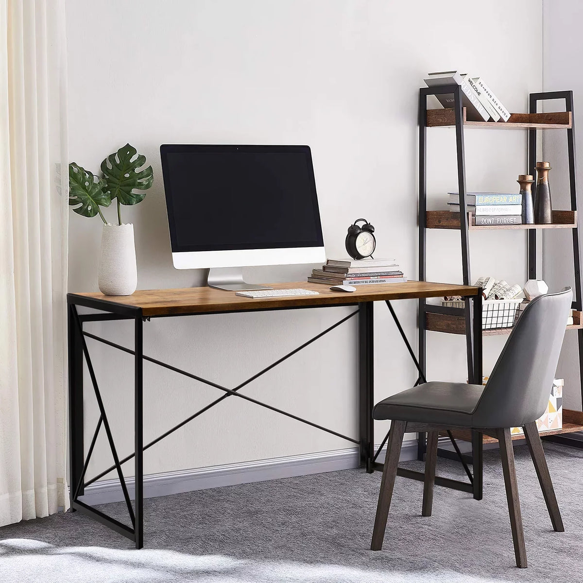 Simple Lacoo Home Writing inches Desk, 40 Study Office Modern Desk Brown