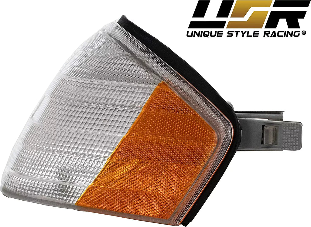 R129 Roadster Benz Replacement 1990-2002 Set Lamps Lens (Left Right) Corner Lights Amber Signal Front SL with Clear Chassis MBZ Class USR / + Frost R129 Compatible - Turn