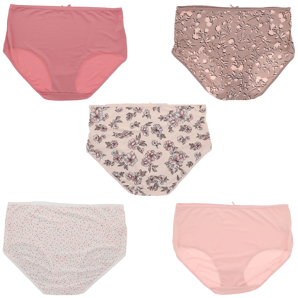 Brief Rise Delta High dimension (Large, Floral Classic Intimates Panties Pink Dots) Plus Sexy Burke (5Pr) Women's