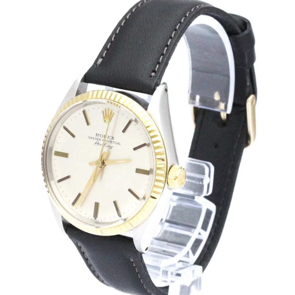 BF560275 Vintage Mens Used 18K Airking Steel Watch Yellow Gold Authenticated Oyster Perpetual