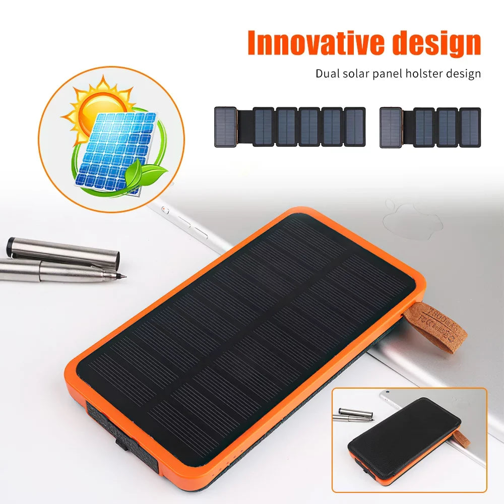 Panel Phone Solar 26000mAh 6 Flashlight Bank Charger Cell For Portable Solar Folding Battery Power External with