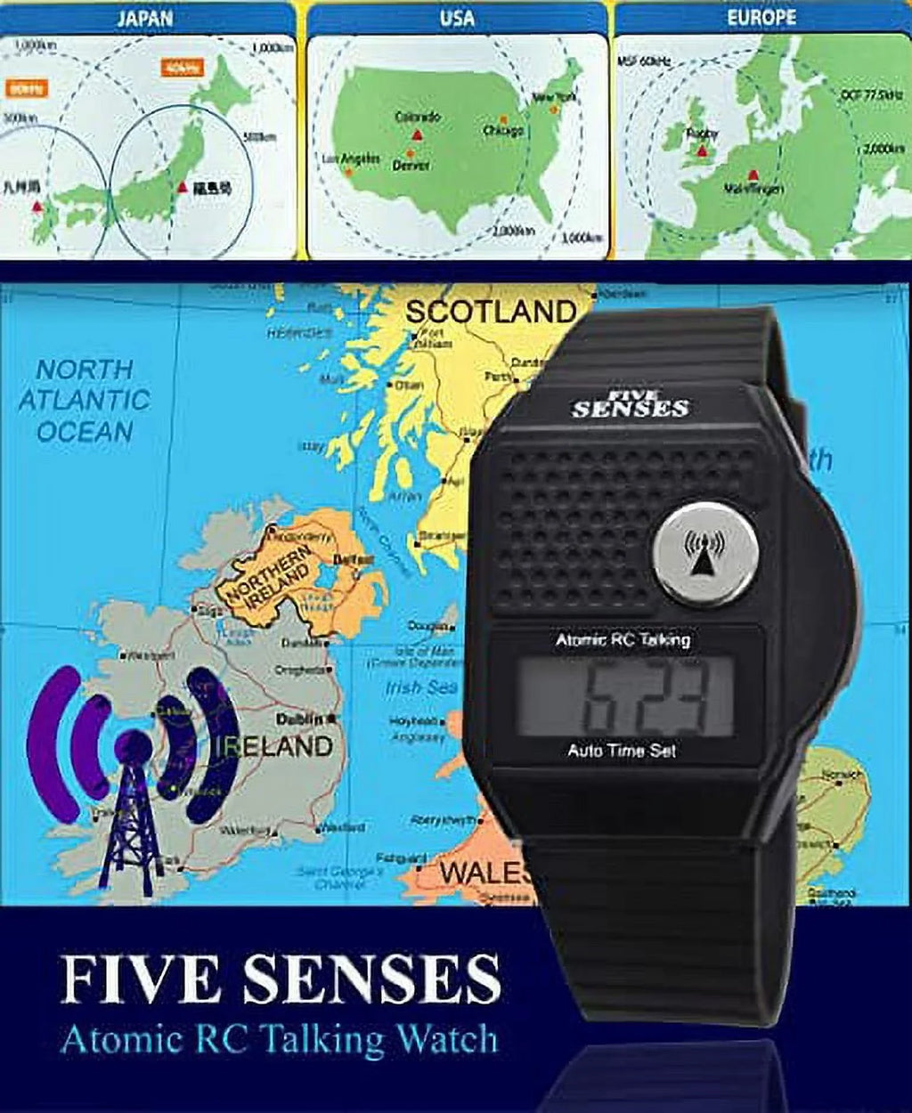 Impaired English for Men Watch Talking Loud Band Plastic Model for Five use Atomic Senses Women Sound Talking to Easy - 1026 Visually Blind Clock Seniors -