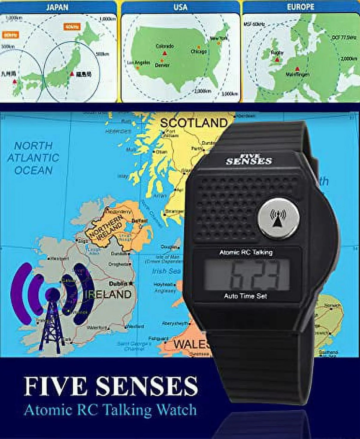Impaired English for Men Watch Talking Loud Band Plastic Model for Five use Atomic Senses Women Sound Talking to Easy - 1026 Visually Blind Clock Seniors -