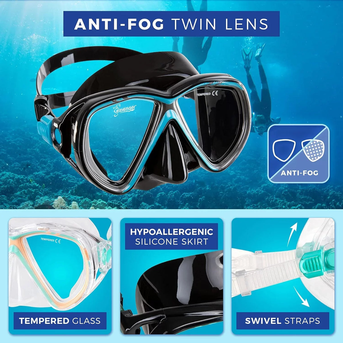 Hanalei Mask Set Anti-Fog Snorkel And