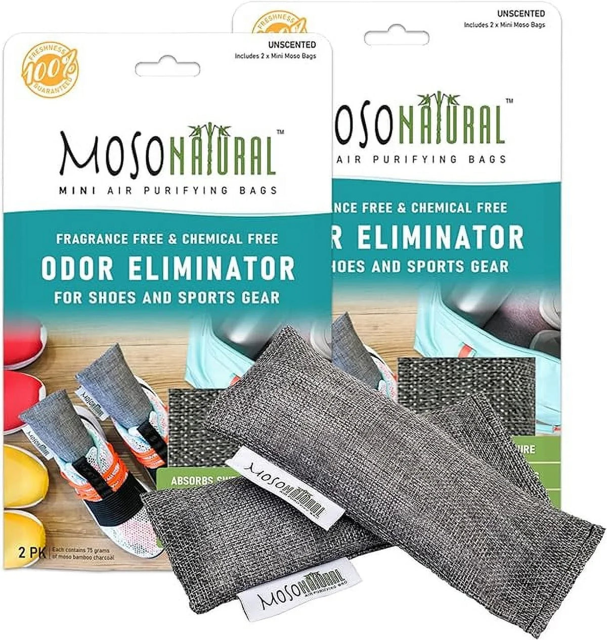75g Year Gym Moso Charcoal Scent Absorber. Odor Bamboo Purifying 2 Shoes, Bags. Bags) Moso Lifespan! Packs Bags Mini Two Free for A and Gear. Air Odor Eliminator Natural of Sports (Two Premium
