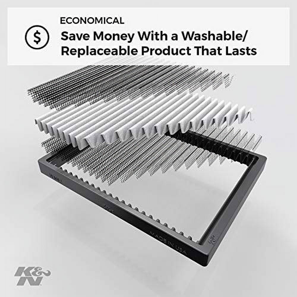 Dodge/Jeep/Chrysler Air Vehicle Designed K&N Reusable: Filter: 2007-2019 For VF2013 Washable Cabin Select Models, and
