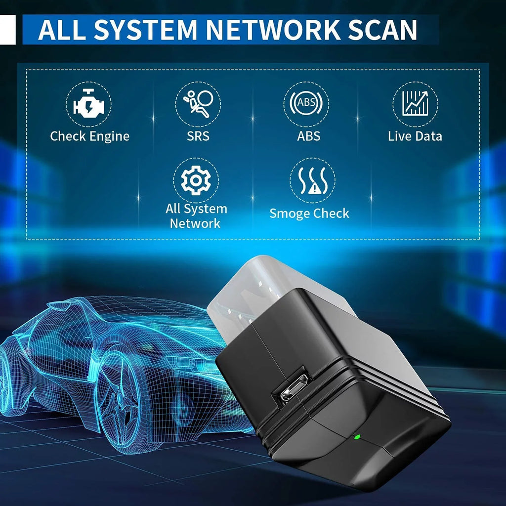 Car Clean IOS Vehicle 6000P 12V ABS Diagnostic Read Code Check SRS Bluetooth Scanner Airbag Wireless Automotive Phones OBD2 Scanner Reader Code for and Tool Engine Light OBDII Android System Innova