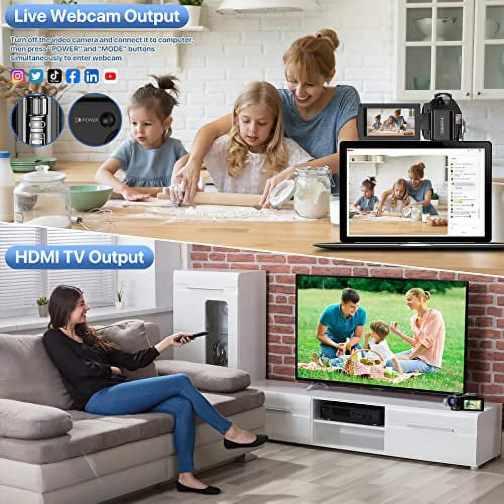 26MP with 1080P Camcorder WiFi Vlogging Batteries 16X Touch Camcorder 3.0'' Microphone,Remote 30FPS Night Camera 2 IR Vision Digital Recorder FHD YouTube Screen Video Camera Zoom and