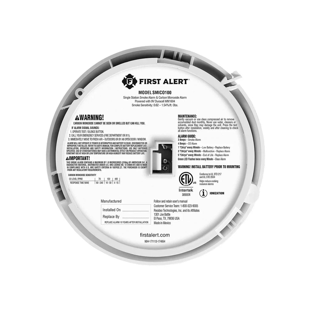 Detector Carbon and Ionization Monoxide Smoke BRK Battery-Powered