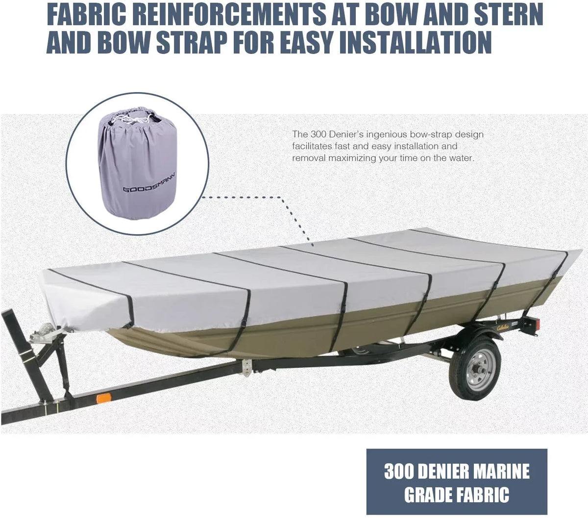 Silvery ) 56"W Boat liquid Covers A, Trailerable 12' L, 9921-0152-21( Jon Gray Goodsmann Resistant