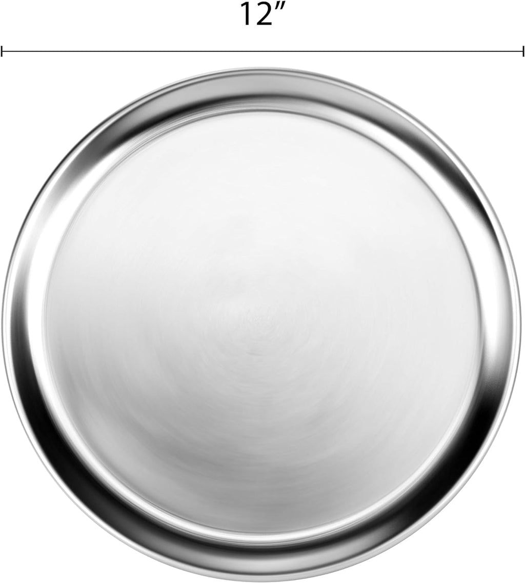 Restaurants & for Kitchen Home Pan Tray Rim- Aluminum Tray Bakeware Tray 12” Pizza of Wide 3 Tray Pizzeria Pizza Pan TrueCraftware- Set Baking Pizza Round Baking Round