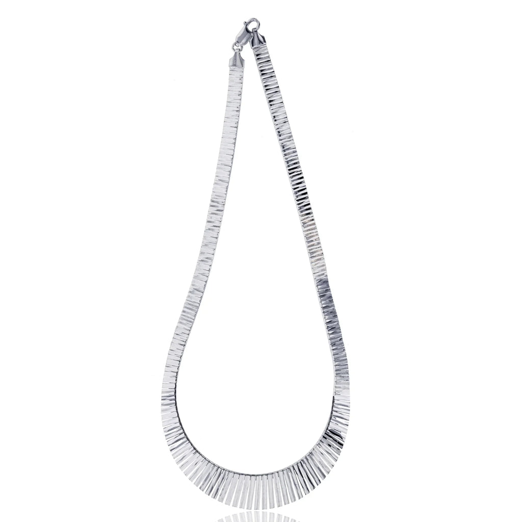 Sterling 16" Rhodium Silver Graduated 16mm Omega Necklace Cleopatra