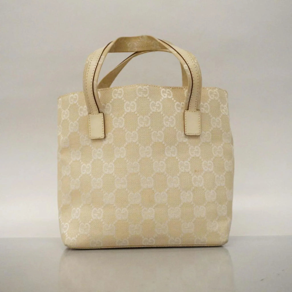 002 Women's Handbag (Good) Pre-Owned Ivory 1079 Canvas Leather GG