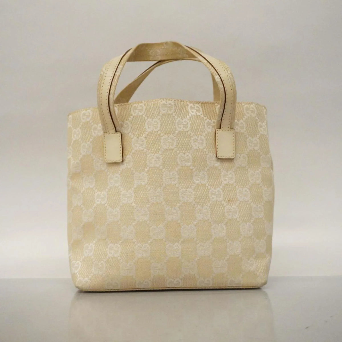 002 Women's Handbag (Good) Pre-Owned Ivory 1079 Canvas Leather GG