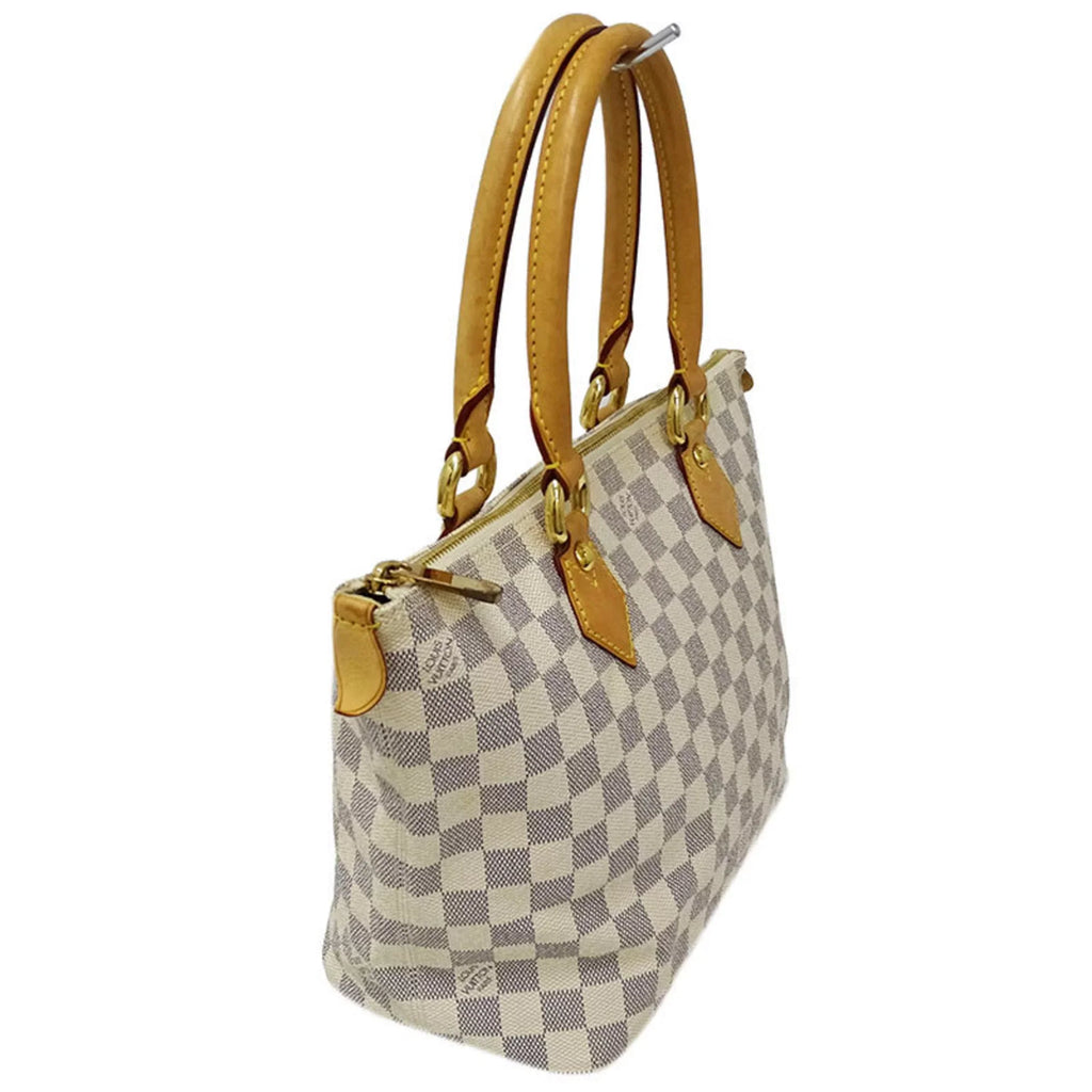 Azul White Damier Used Bag Handbag N51186 Authenticated Gray Tote Ladies Saleya PM