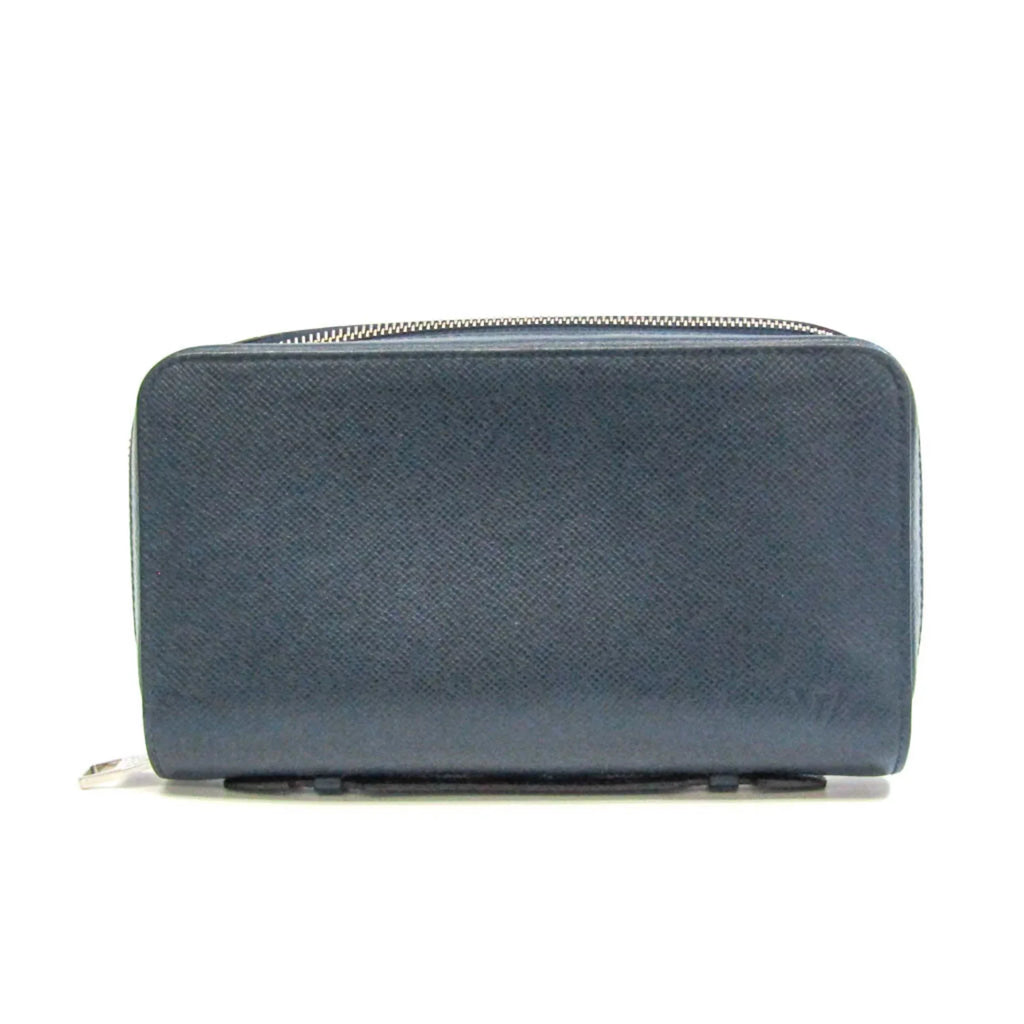 Men's Leather Taiga Wallet XL Blue Taiga (Good) Pre-Owned M64019 Zippy (bi-fold) Long Navy