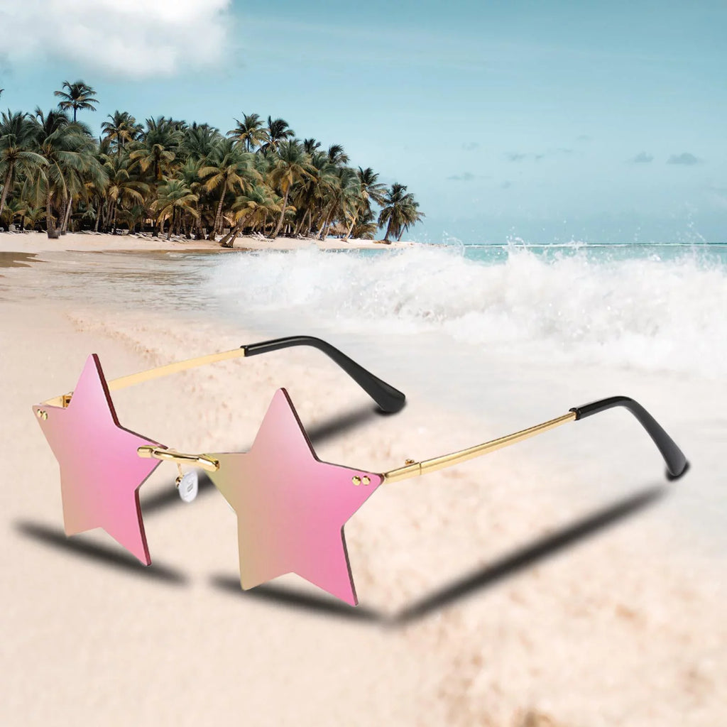 Dance Women Glasses Stars for Glasses Trendy Rimless Sharplace Costume 6X Sun Grey