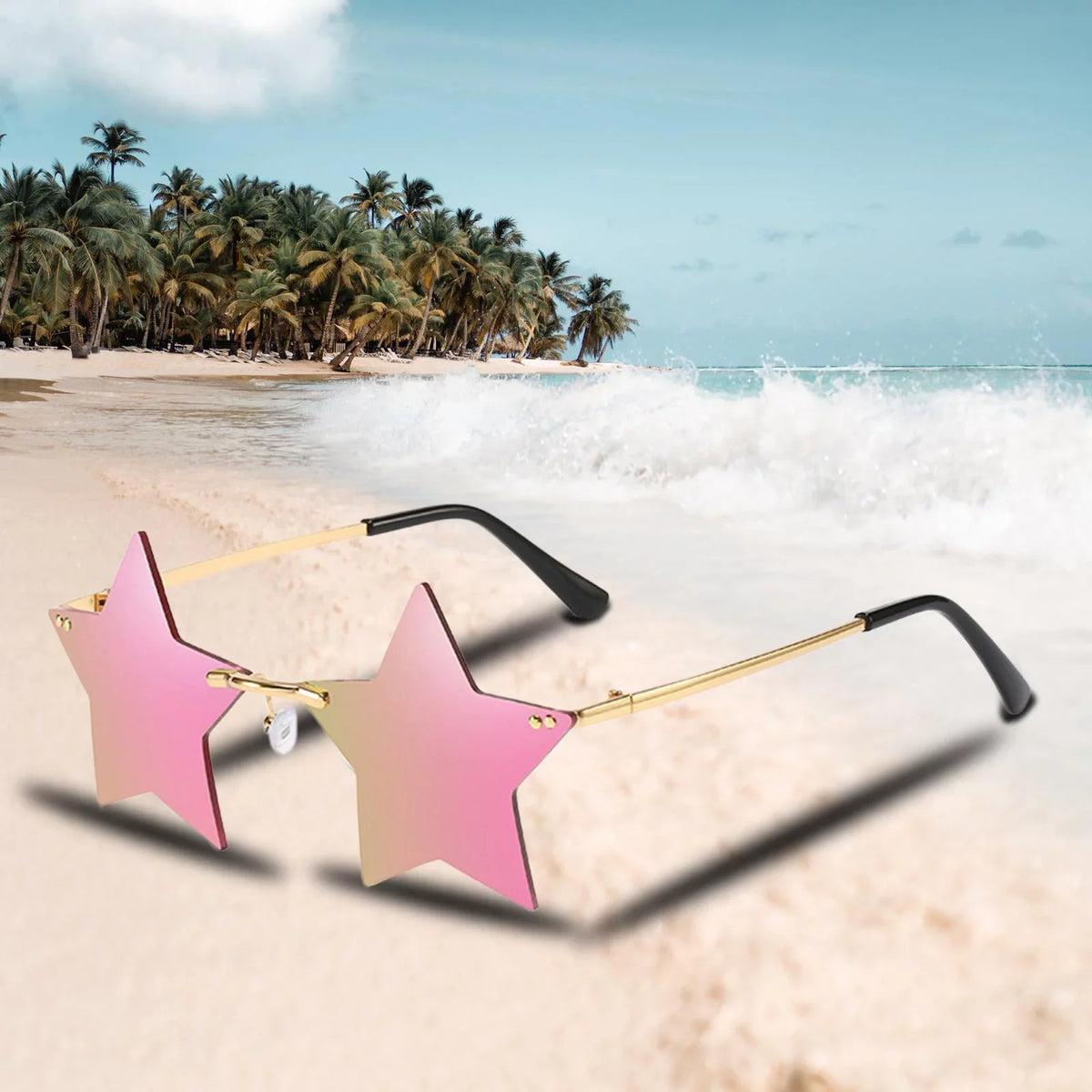 Dance Women Glasses Stars for Glasses Trendy Rimless Sharplace Costume 6X Sun Grey