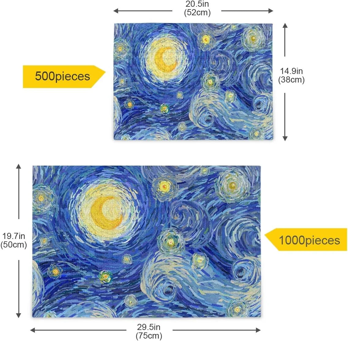 Gift Wellsay DIY Glowing Print Stars Puzzle Kids for Van Swirly Moon Adults Cloud Night Gogh 1000 Puzzles Pieces Starry design Sky Jigsaw