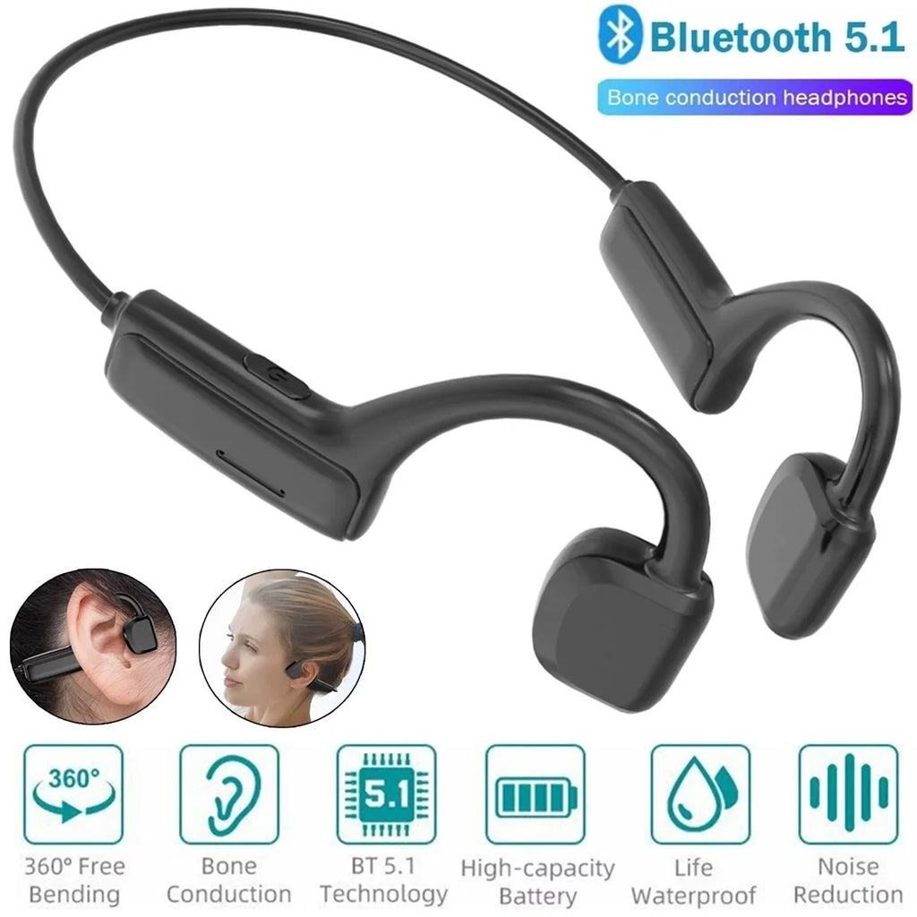 Headset Headphones 5.1 Sport exterior Bluetooth Conduction Wireless Bone Earbuds