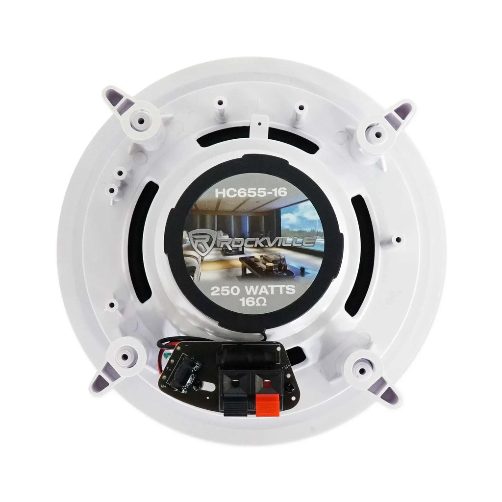 White Rockville Tube Receiver+(8) Theater LED Speakers Amp/Home 6.5" Ceiling