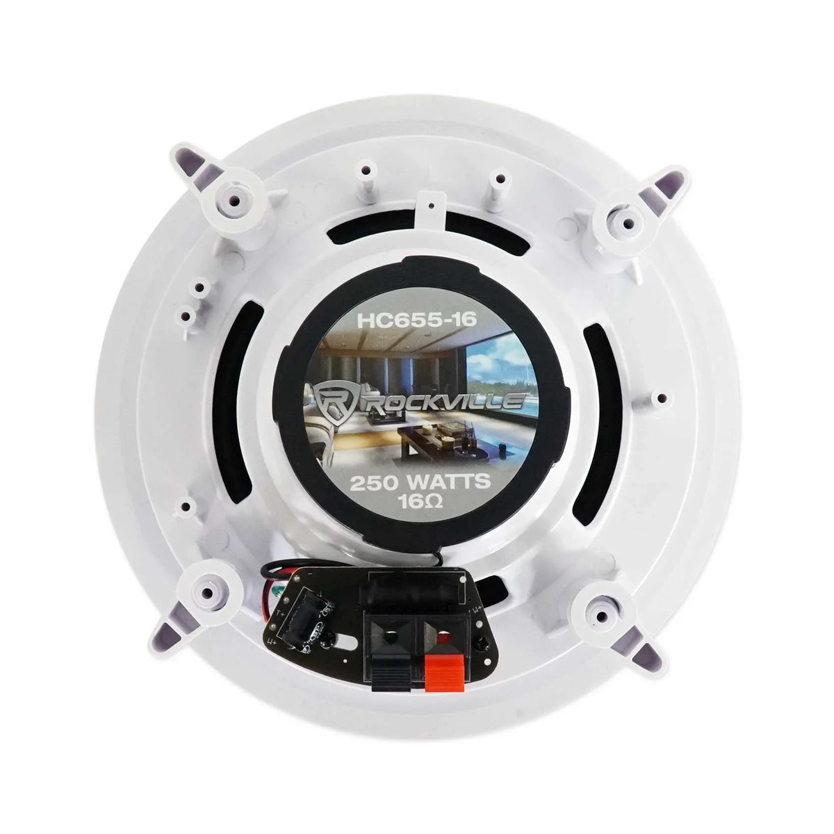 White Rockville Tube Receiver+(8) Theater LED Speakers Amp/Home 6.5" Ceiling