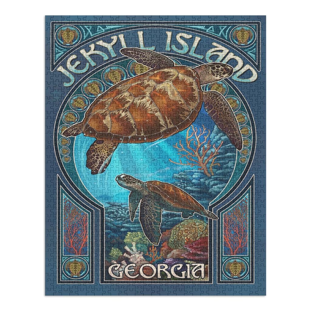 Sea (1000 Piece Jigsaw Turtle and Georgia, Family, Art Jekyll for Nouveau Puzzle, USA) in 19x27, Island, dimension Challenging Adults Puzzle Made