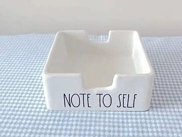 Rae NOTE TO Home Ceramic Dunn Holder 3.75 x sides LL 3.75 Black x Note Ivory Letters SELF all Office 1.5 Sticky