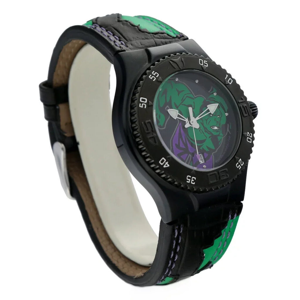 Plated Men's Marvel Watch Technomarine Steel PVD Quartz MV3H08 Leather Hulk