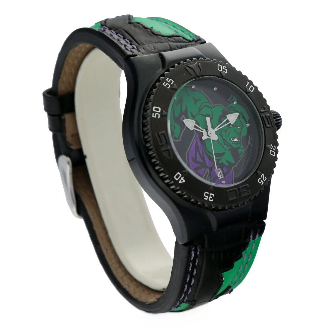 Plated Men's Marvel Watch Technomarine Steel PVD Quartz MV3H08 Leather Hulk