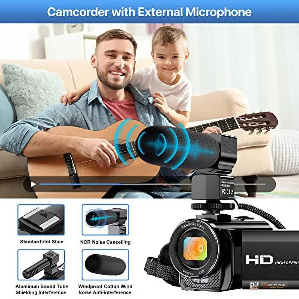 26MP with 1080P Camcorder WiFi Vlogging Batteries 16X Touch Camcorder 3.0'' Microphone,Remote 30FPS Night Camera 2 IR Vision Digital Recorder FHD YouTube Screen Video Camera Zoom and