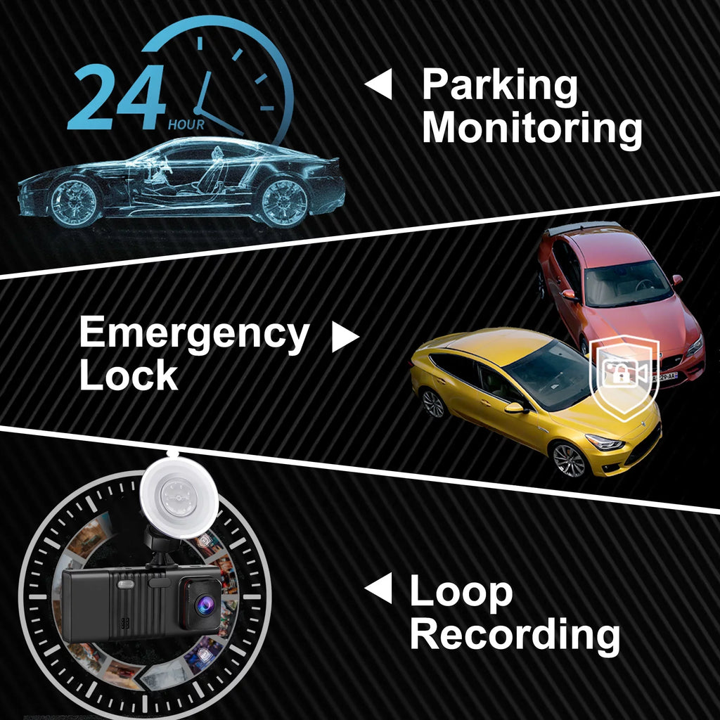 Backup with 3 Dual Camera Dash Vision, G-Sensor Camera, 1080P Night Front Rear, Car Channel Dash and Cam Cam TSV DVR