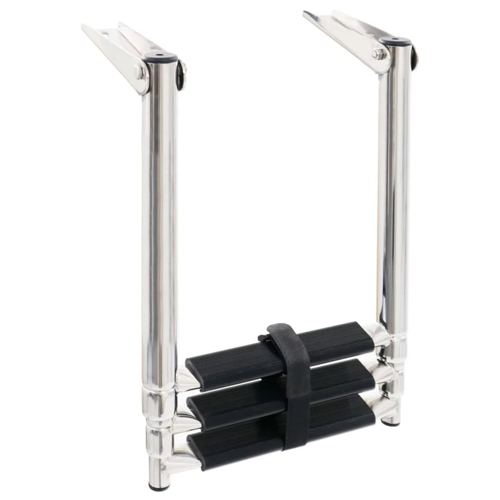 Non-Slip Folding Mounting Telescopic Boat Ladder Swimming Stainless Platform Ladder 3 Dcenta Pool, for and Steel Boarding