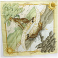 scarf (Good) Salvatore SALVATORE Pre-Owned muffler print yellow ladies animal FERRAGAMO silk Ferragamo leopard pattern paper