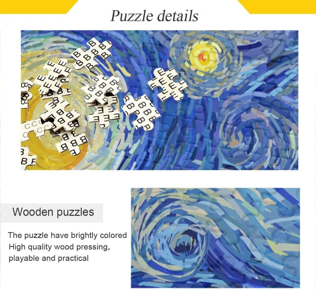 Gift Wellsay DIY Glowing Print Stars Puzzle Kids for Van Swirly Moon Adults Cloud Night Gogh 1000 Puzzles Pieces Starry design Sky Jigsaw