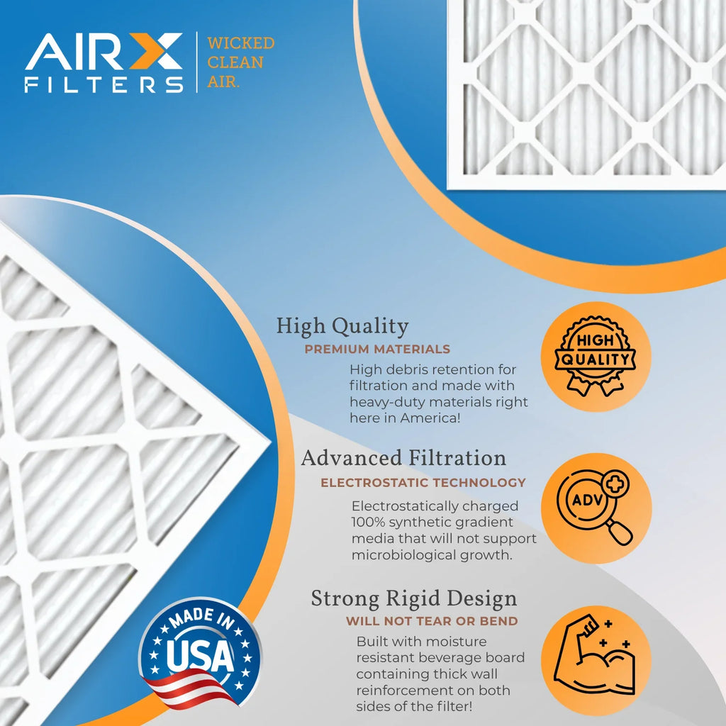 700 WICKED Pack HVAC 16.375x21.5x1 Air Made CLEAN Filter AIRX FPR MPR MERV 8 6 Furnace 5 to & Filter Air USA by Filters Electrostatic AIR. Pleated Comparable FILTERS 16.375x21.5x1 Conditioner Premium