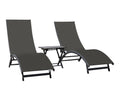 Chairs 3 The Set Folding 69” Black Reclining Aluminium Piece and Table Hamptons Collection
