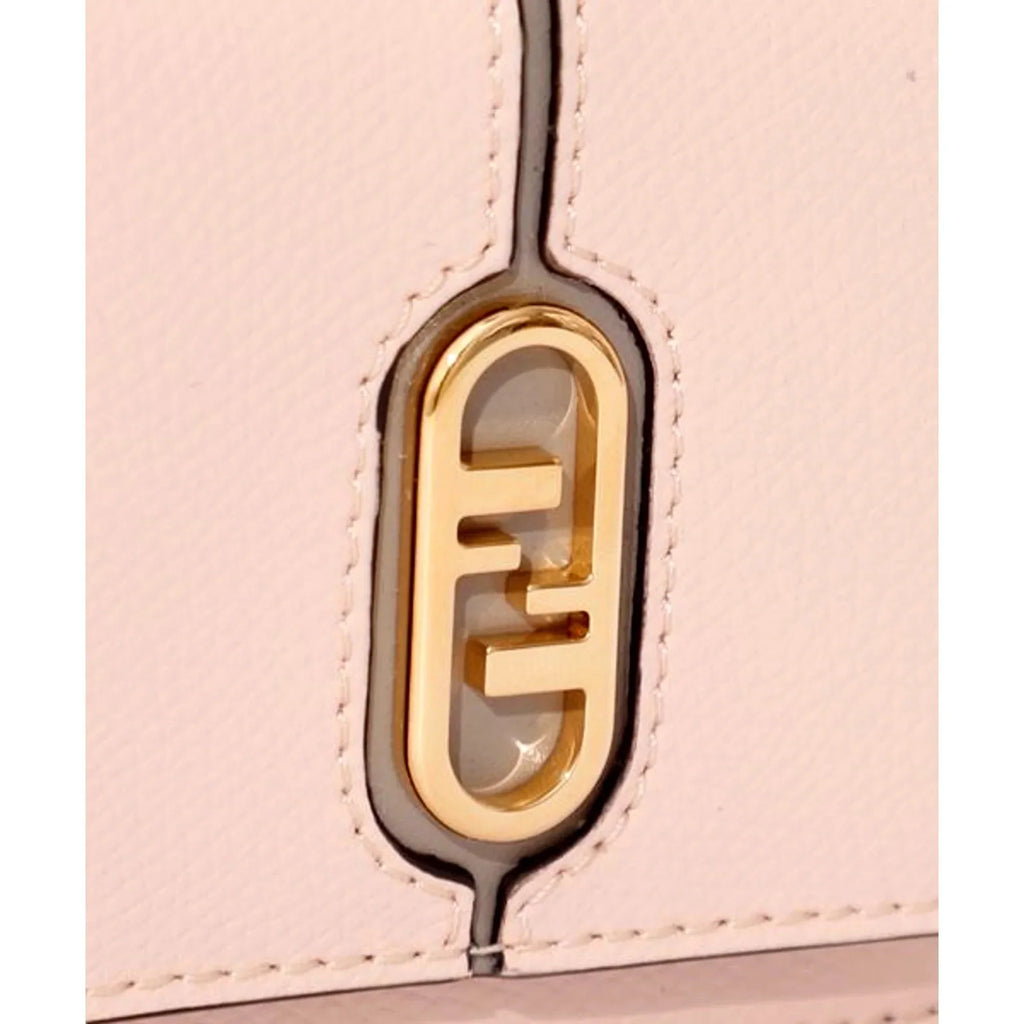 Gray Fendi Calf O'Lock Tortora Pink Leather Wallet Micro Trifold Rose