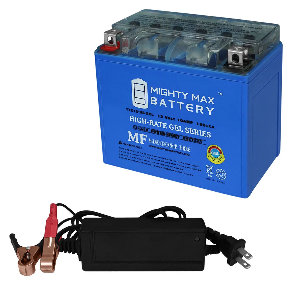Battery 10AH 2Amp + for Suzuki GEL 12V YTX12-BS 12V Charger GSX-R1000