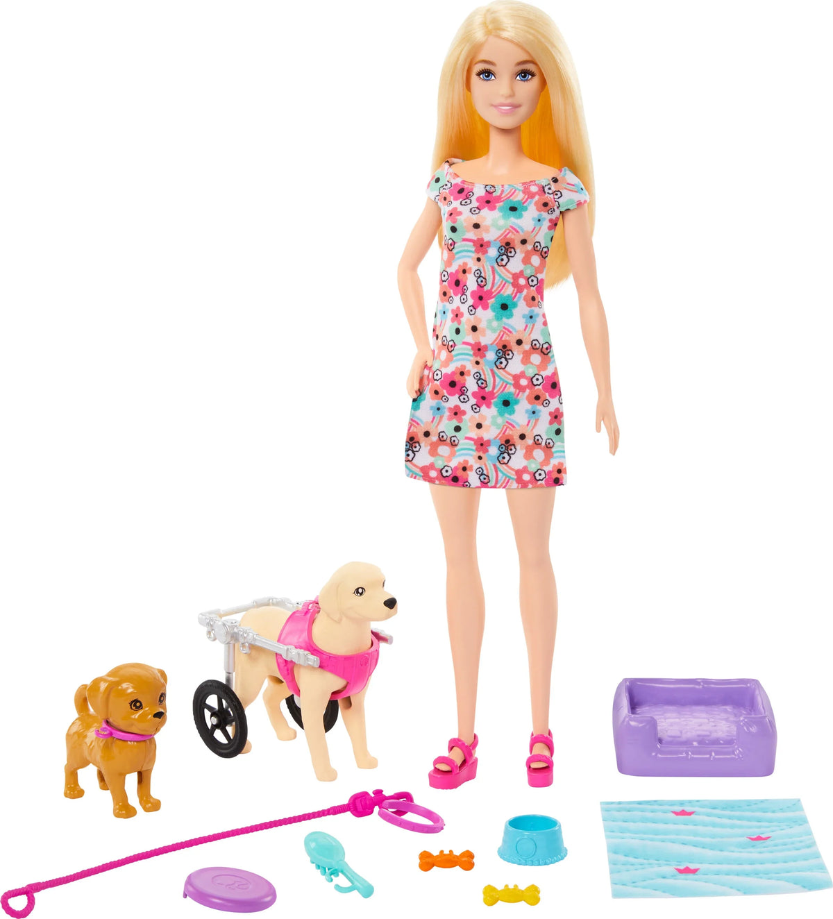 Wheelchair, Doll Accessories, a Pup in Dog Toy Pup a Pet and Plus Playset Barbie Multicolor with