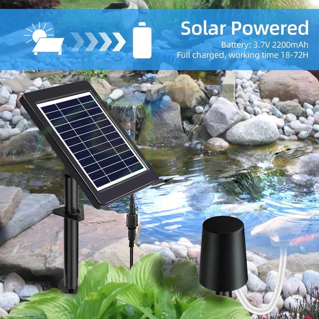 4W, 3 Andoer Aerator Modes, Pond Stock Pump, with Powered Solar Pond Air