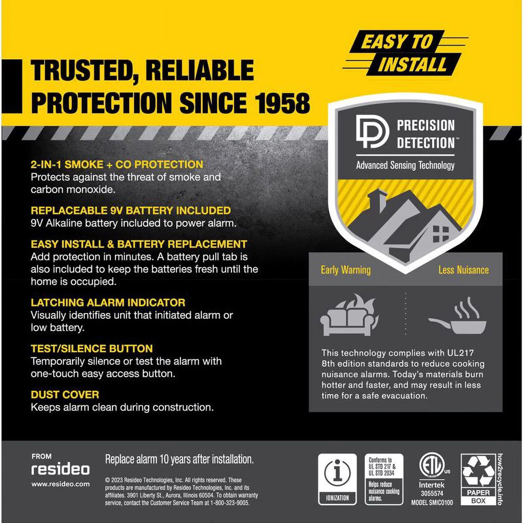 Detector Carbon and Ionization Monoxide Smoke BRK Battery-Powered