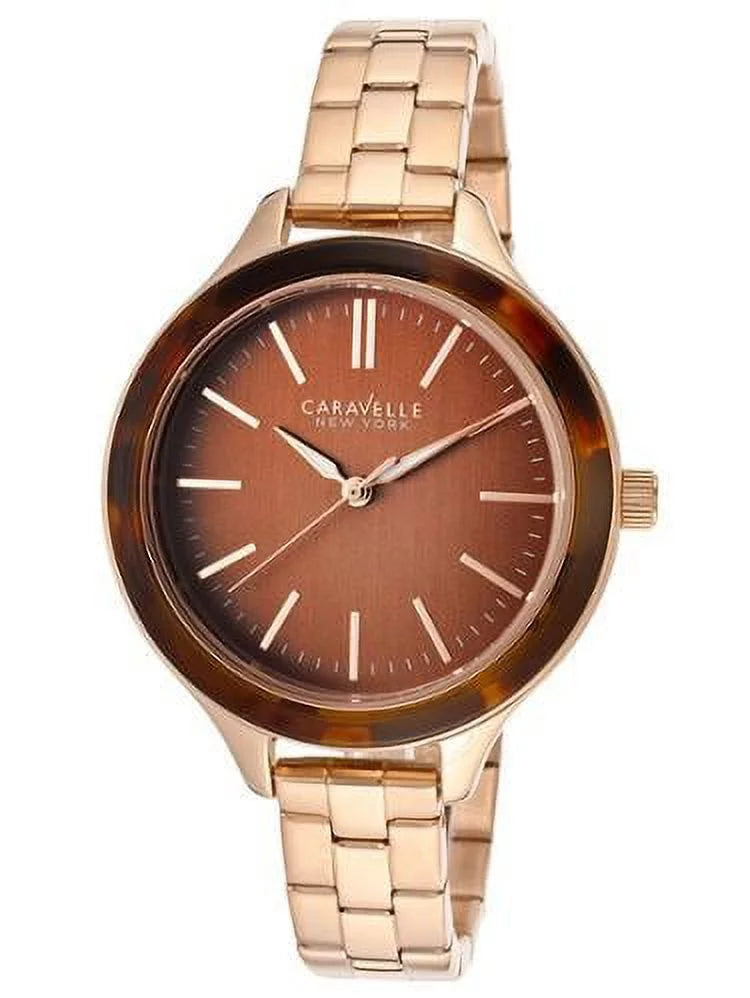 Caravelle Women's Brown Quartz Dial Movement: Rose-Tone Ny Steel