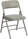 Metal HERCULES Series 4 Pack Braced Hinged Chair Gray & Curved Folding Vinyl Double Triple