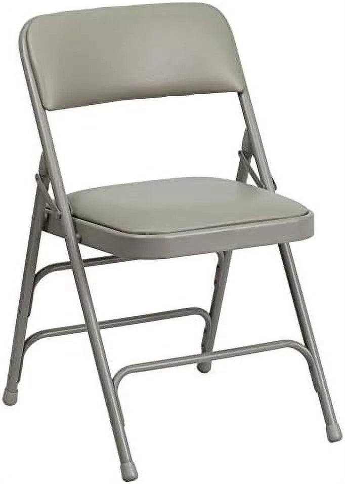 Metal HERCULES Series 4 Pack Braced Hinged Chair Gray & Curved Folding Vinyl Double Triple