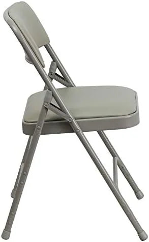 Metal HERCULES Series 4 Pack Braced Hinged Chair Gray & Curved Folding Vinyl Double Triple