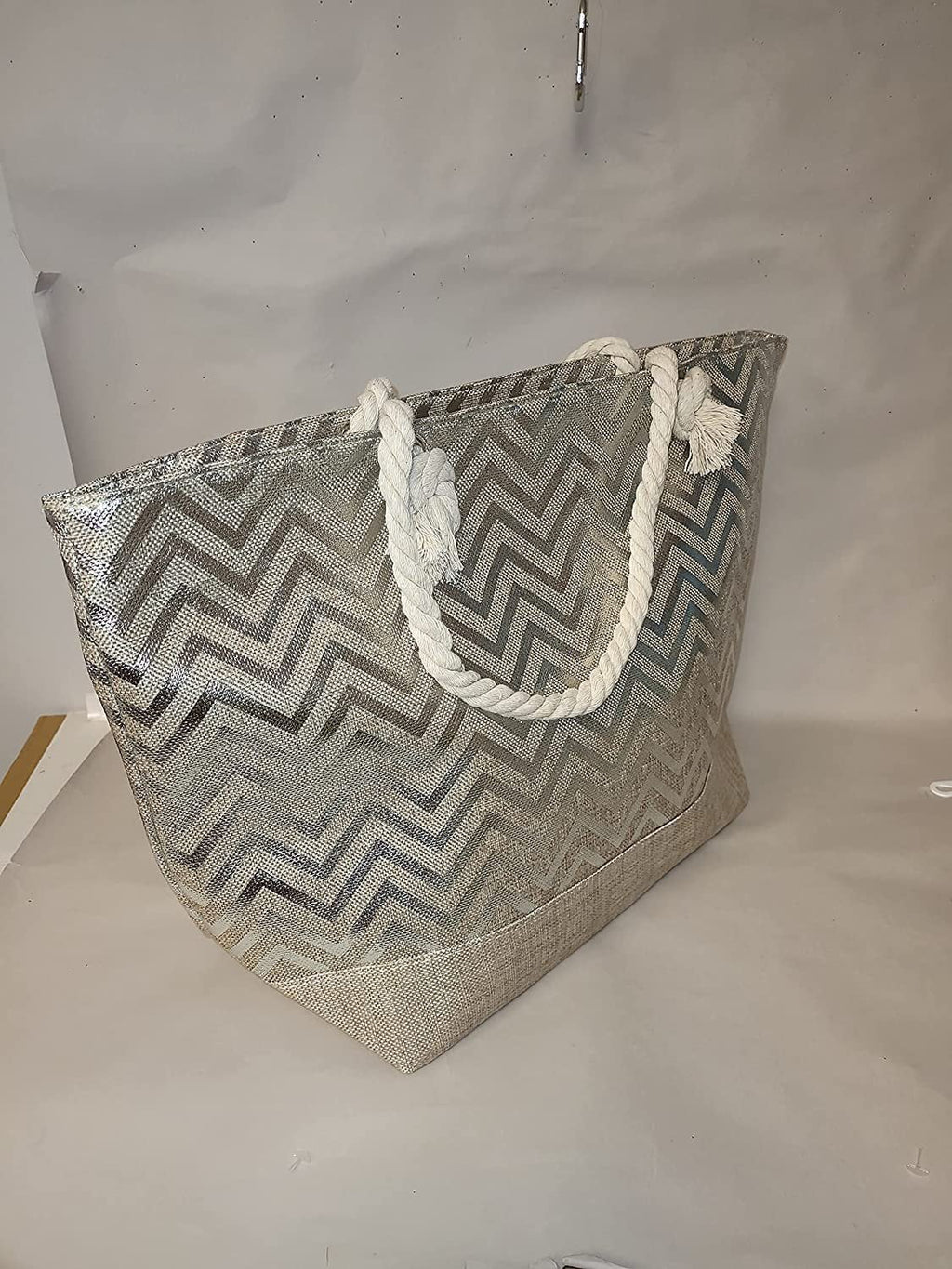 Print be Zipper Beach Metallic Top Monogram Personalized Can Bag Name Initial, Tote with Women - Large or with