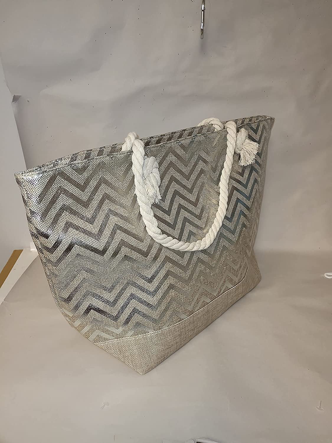 Print be Zipper Beach Metallic Top Monogram Personalized Can Bag Name Initial, Tote with Women - Large or with